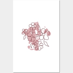 Pink Abstract Floral Posters and Art